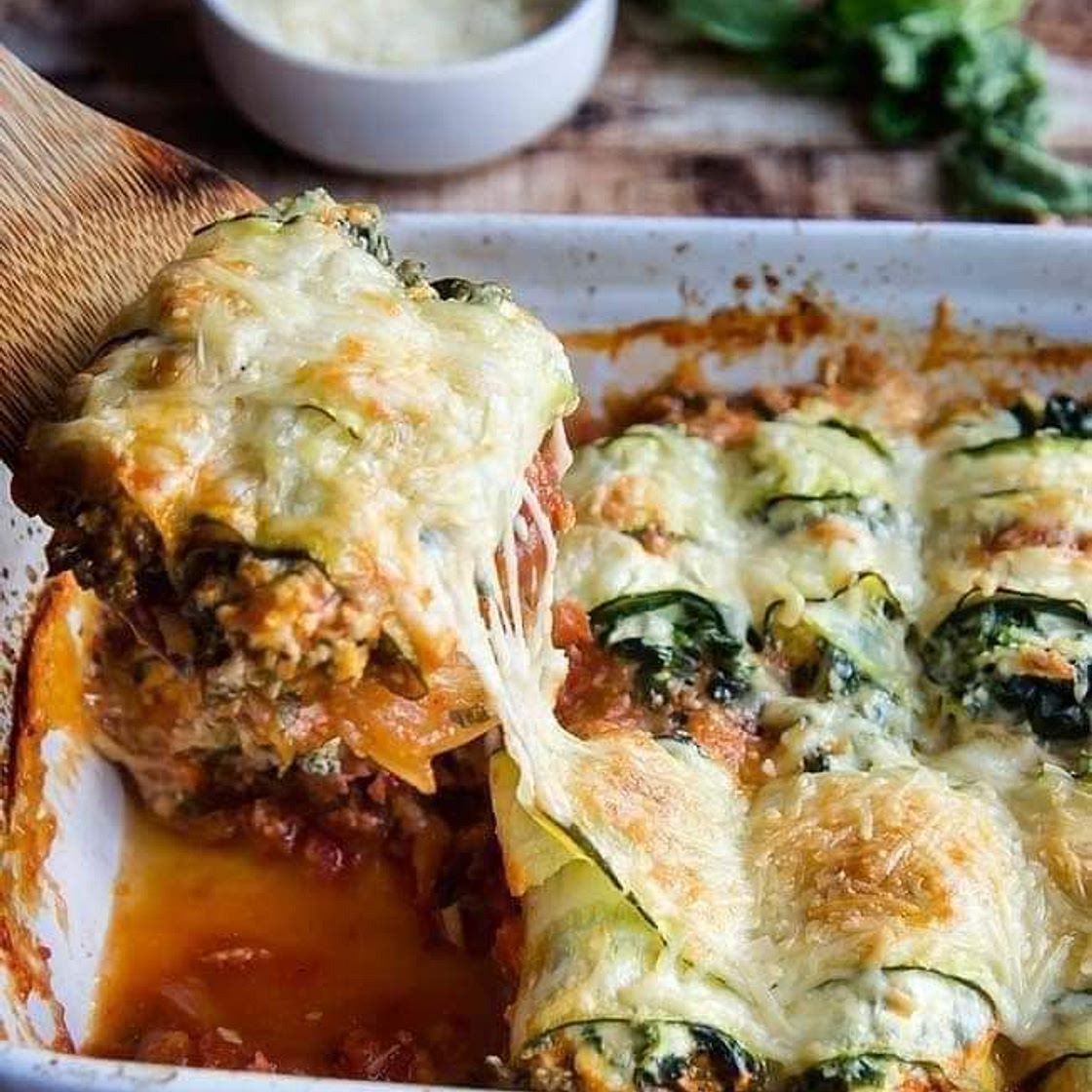 Zucchini spinich manicotti