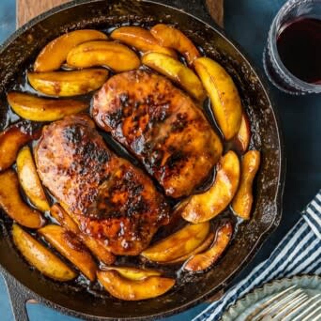 One Pan Skillet Apple Butter Pork Chops - The Cookie Rookie®