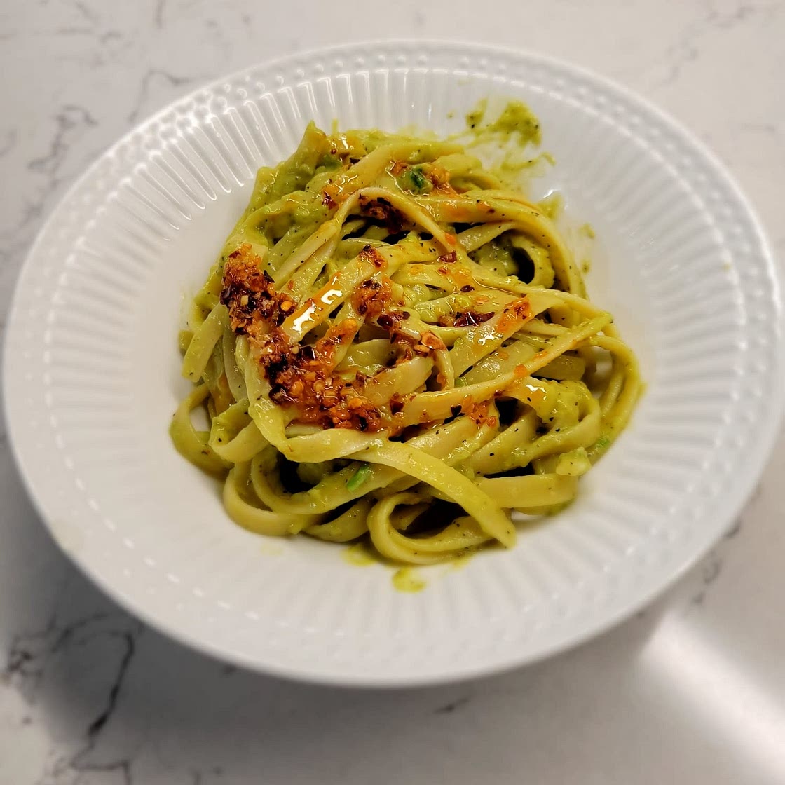 Avocado and Chilli Oil Linguine