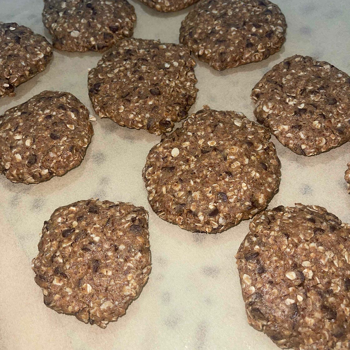 Chocolate Peanut Butter No-Bake Protein Cookies