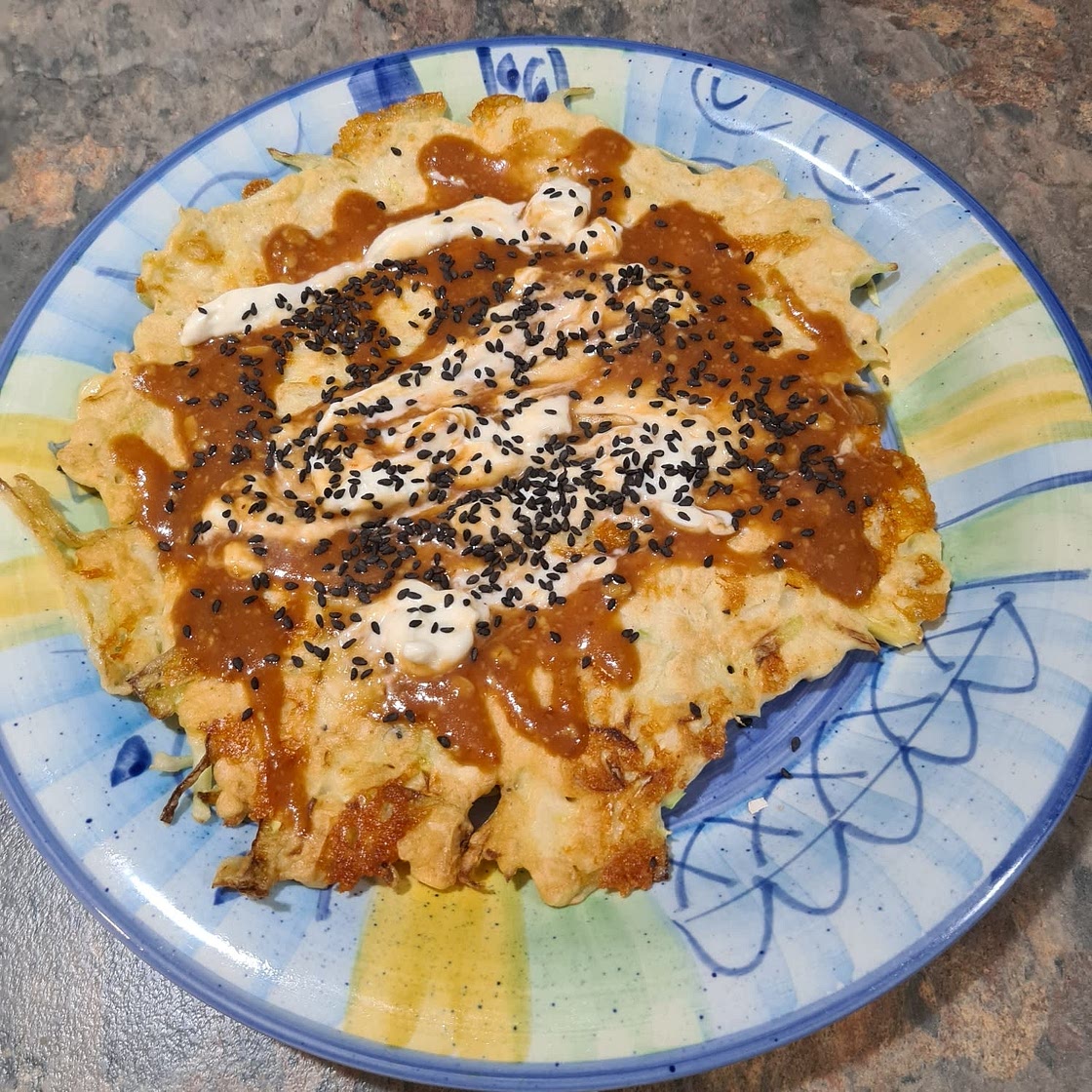 CHEESY CABBAGE + TOFU JAPANESE-INSPIRED PANCAKES