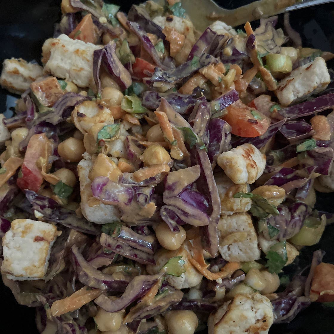 Chopped Thai Chickpea Salad with Curry Peanut Dressing