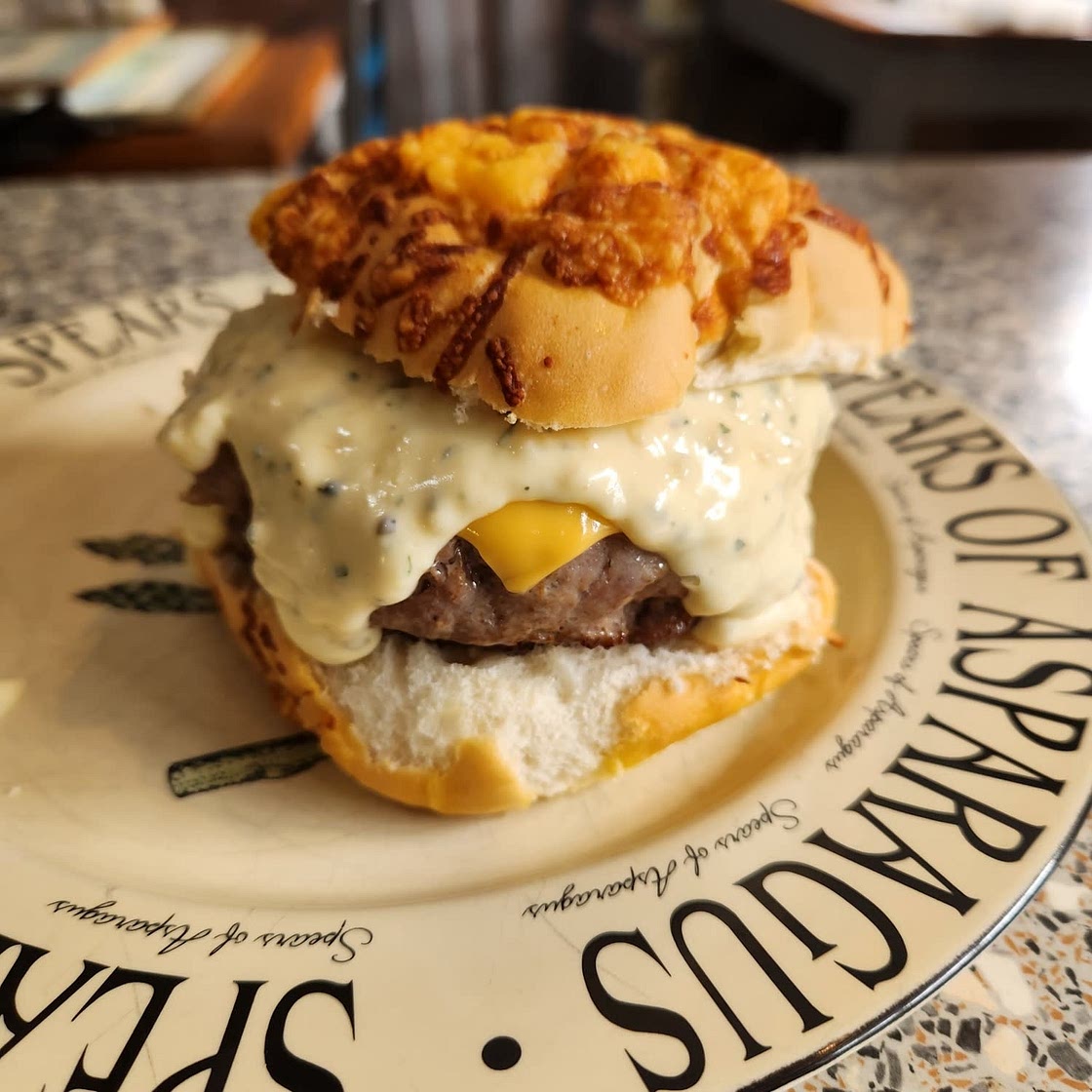 Garlic Overload Burgers with creamy garlic burger sauce