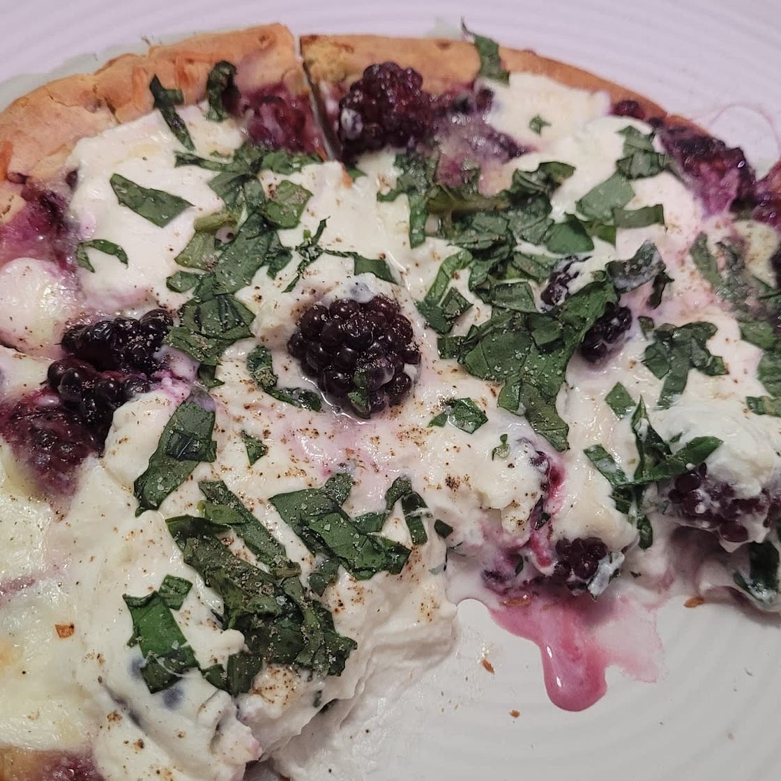 Blackberry, Basil, and Ricotta Pizza
