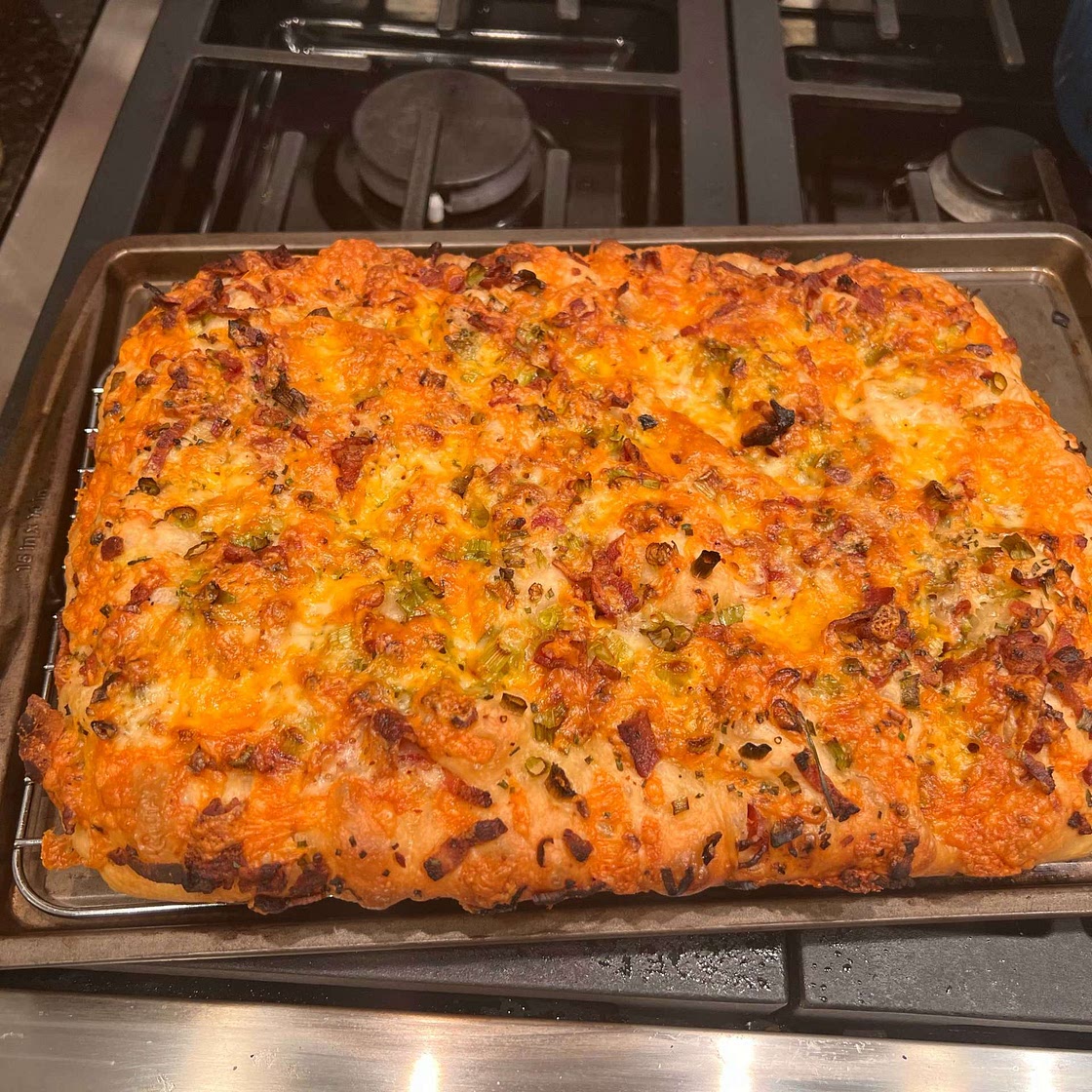 Bacon, Cheese + Chive Focaccia