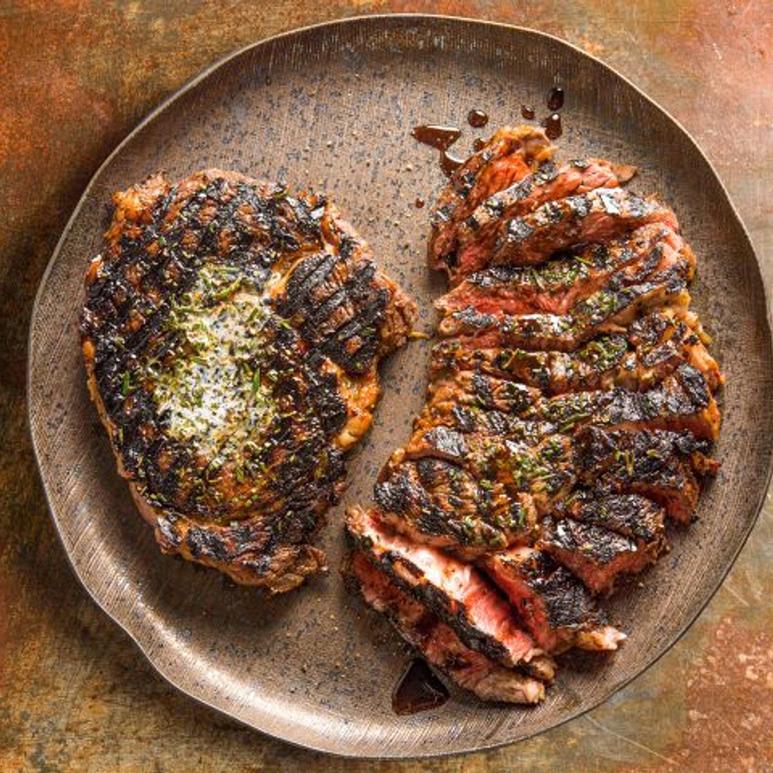 Rib-Eye Steaks with Rosemary and Pomegranate Molasses
