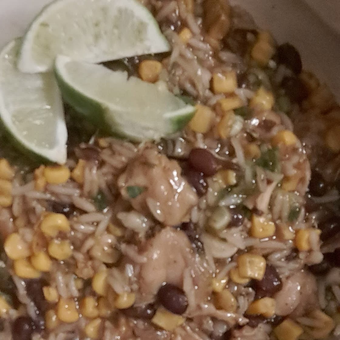 Caribbean Chicken Rice Bowl with Sweetcorn and Black Beans