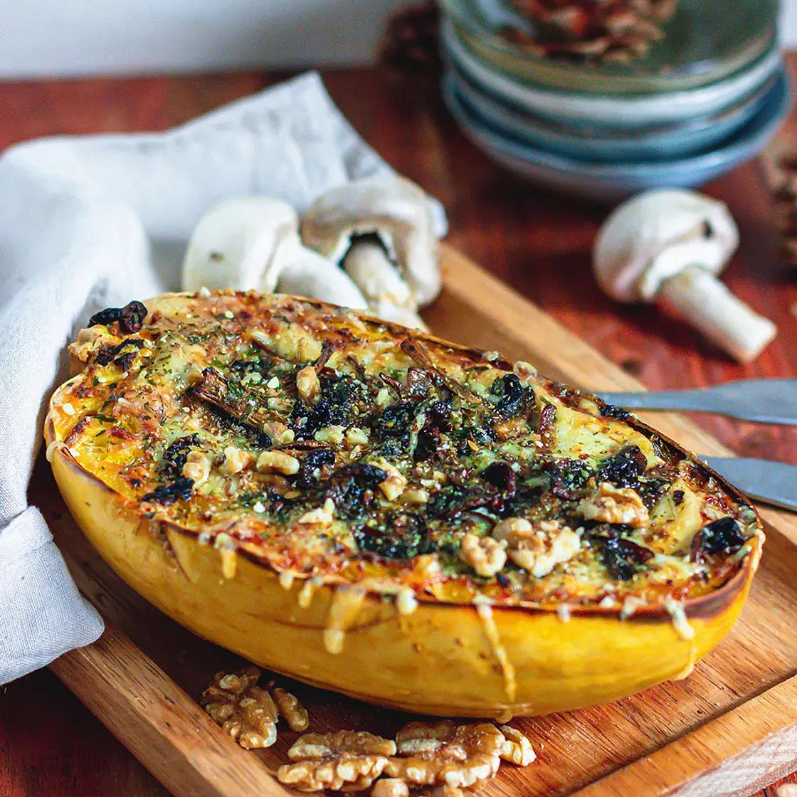 Courge spaghetti au fromage gratinée