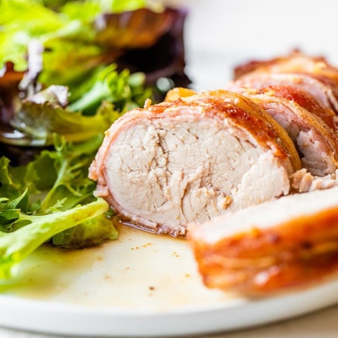 Air Fryer Bacon Wrapped Pork Tenderloin