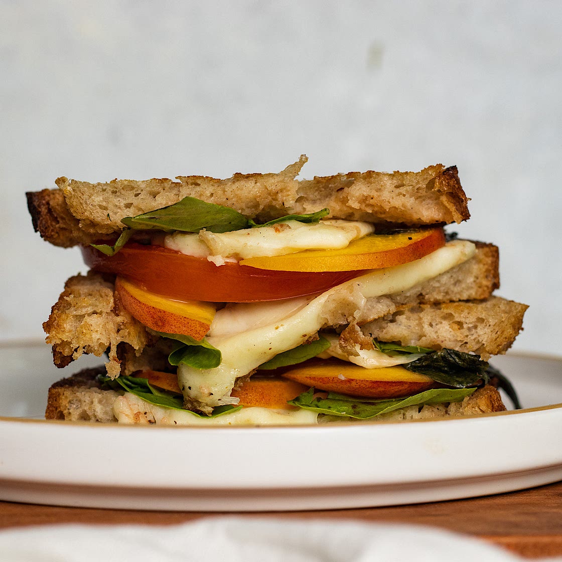Peach Caprese Sandwich Grilled Cheese