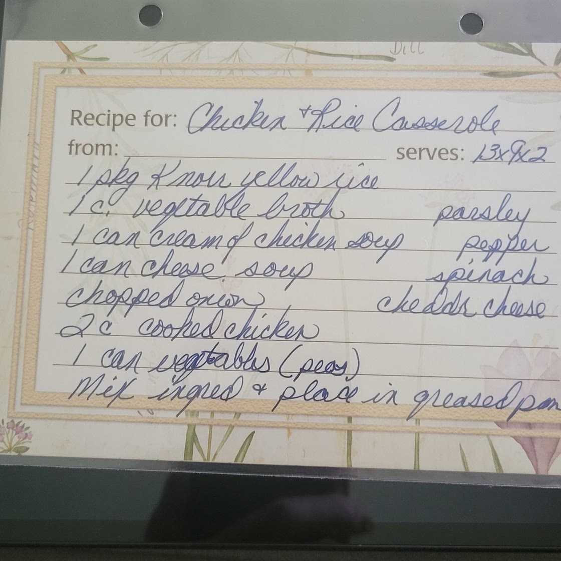Chicken and Rice Casserole
