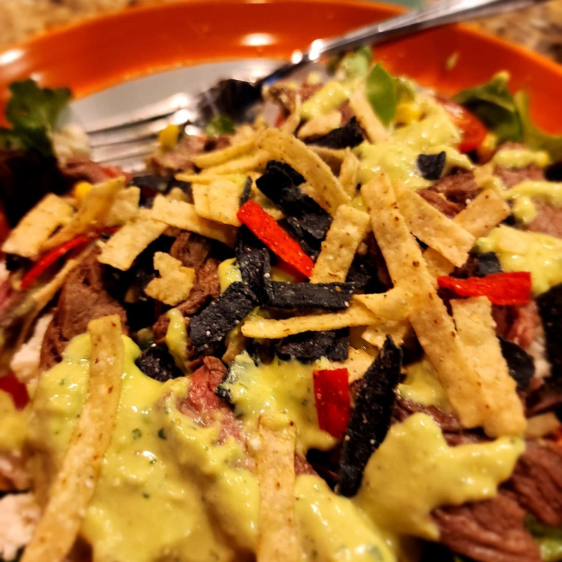 BEST GLUTEN FREE STEAK SALAD WITH AVOCADO DRESSING