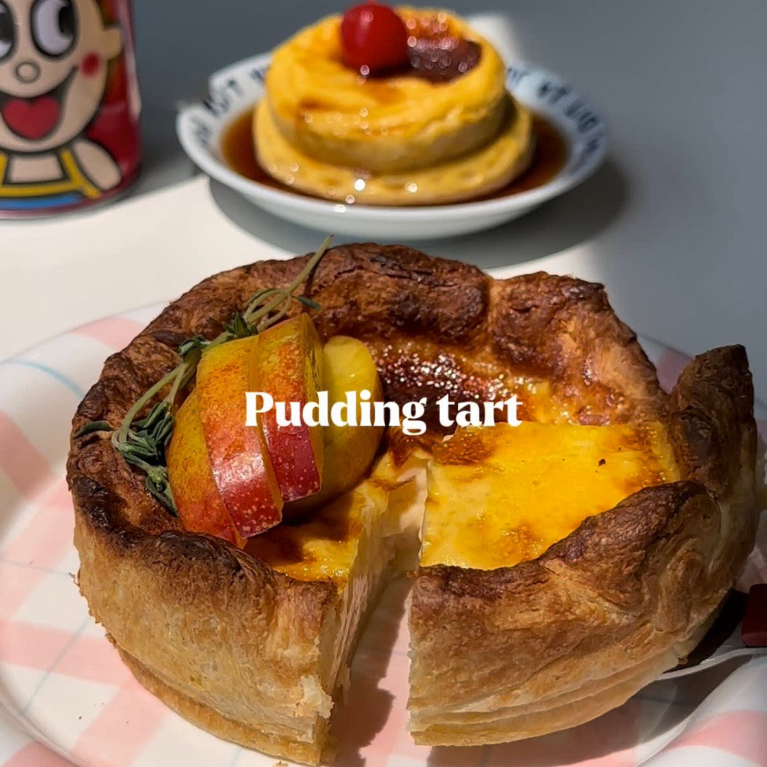 Pudding tart ( +Taiwanese milk drink)