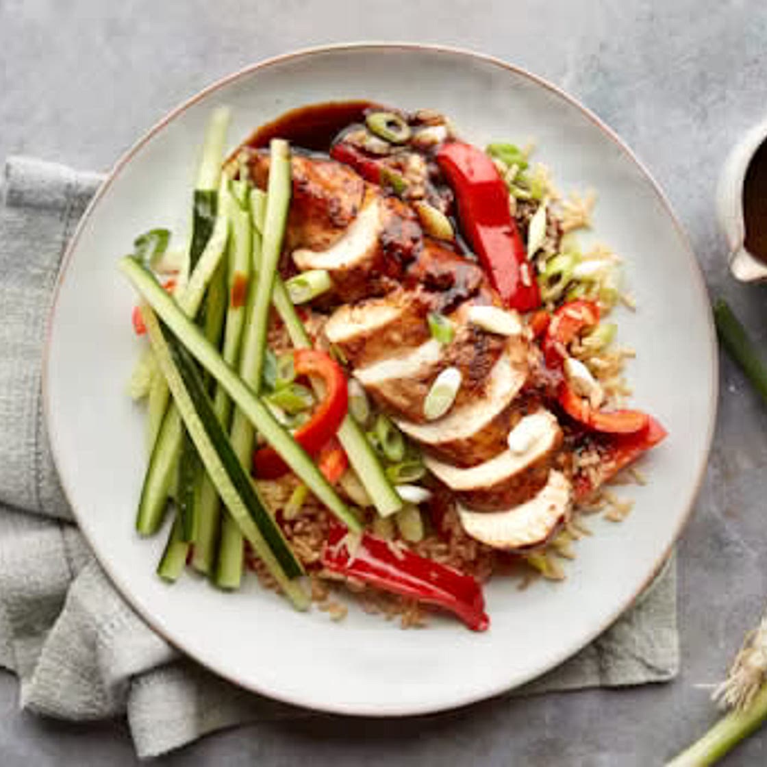 Five-spice Chicken with Tamari Glaze & Brown Rice 