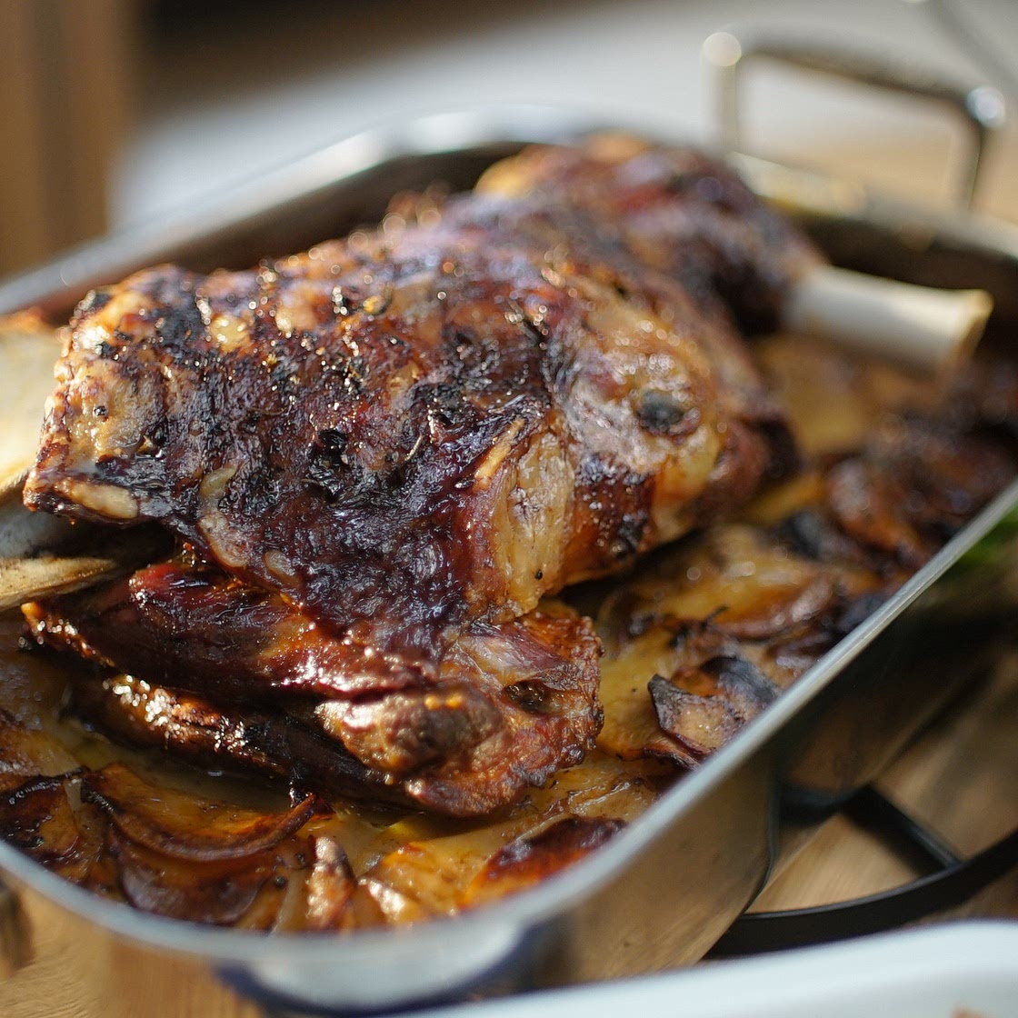 Tom Kerridge's Slow Roast Lamb on Boulangere Potatoes