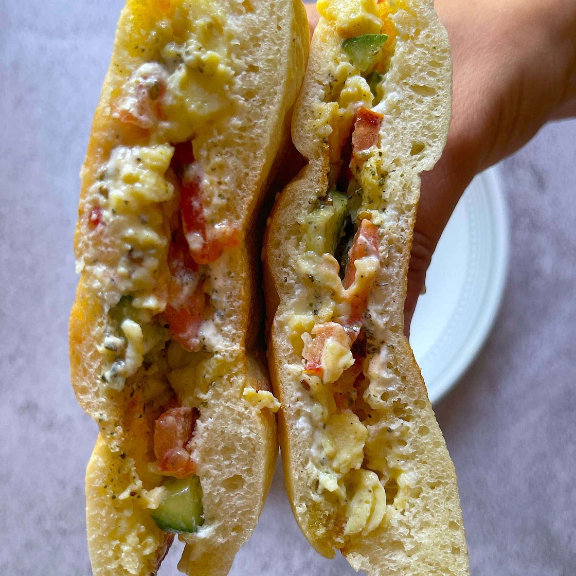 Labneh and Za’atar Scrambled Egg Sandwich