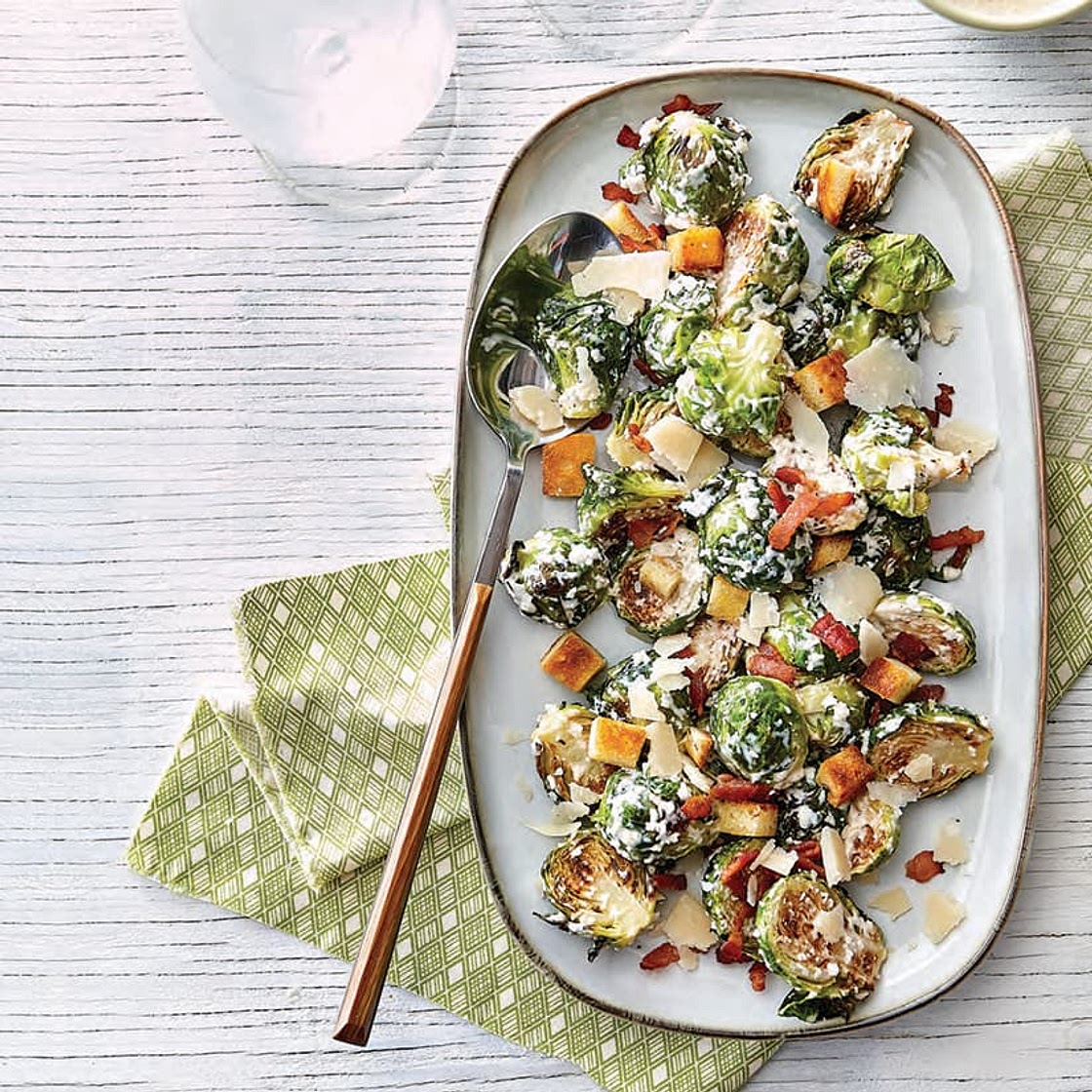 Recette de salade César de choux de Bruxelles rôtis | Coup de Po