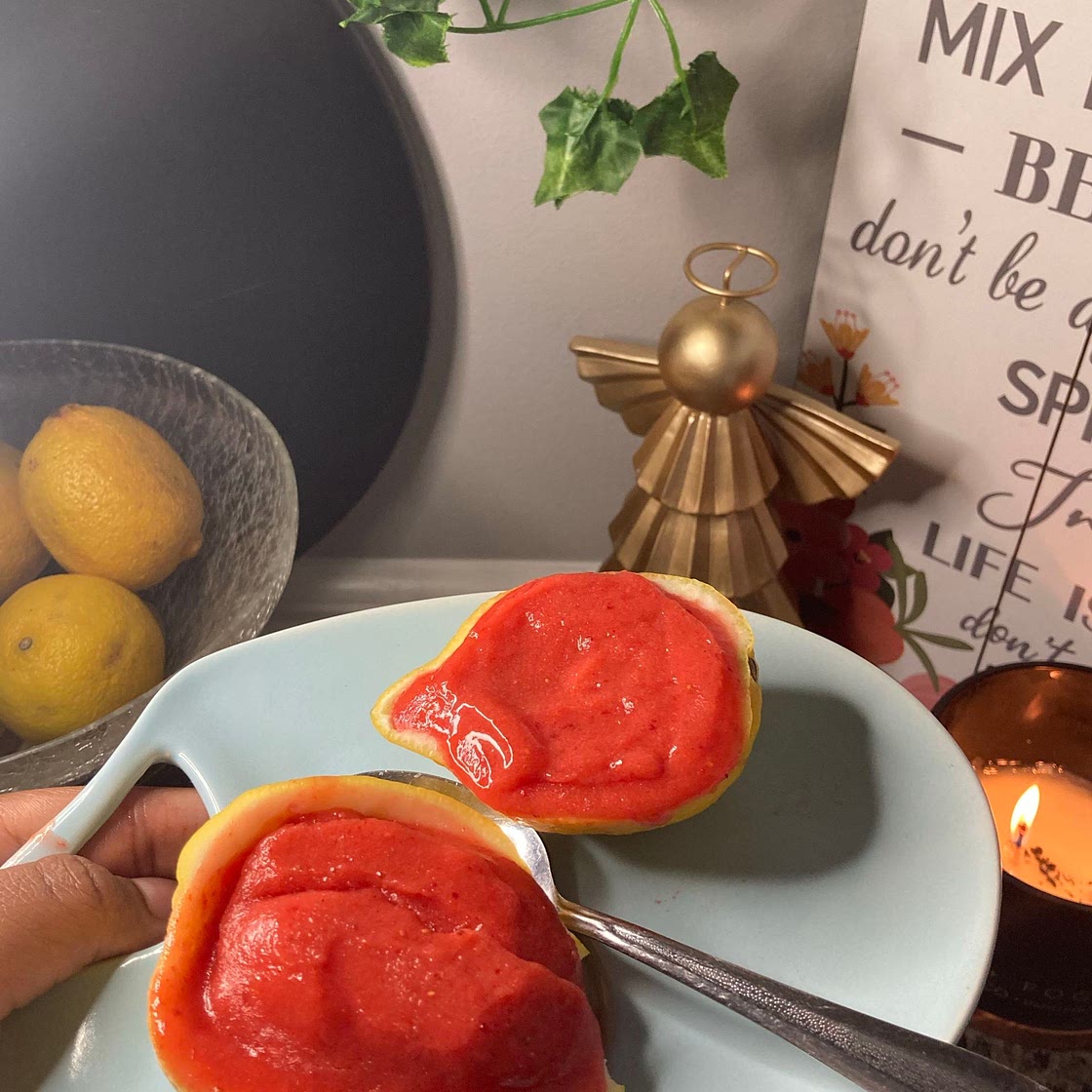 Strawberry lemon sorbet