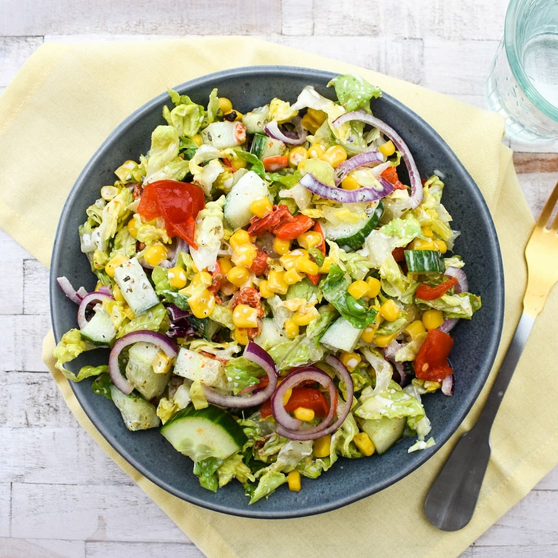 Vegan Grinder Salad with Corn