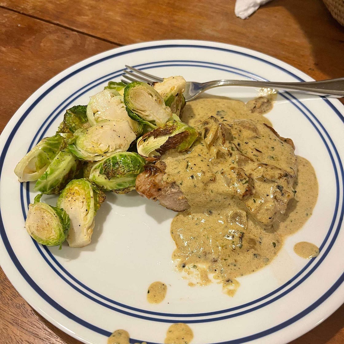 Keto Pork Chops in Parmesan Basil Cream Sauce (Thick Cut )