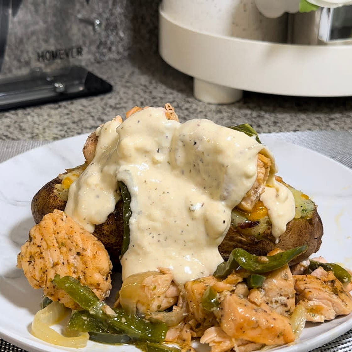 Salmon Loaded Baked Potato 