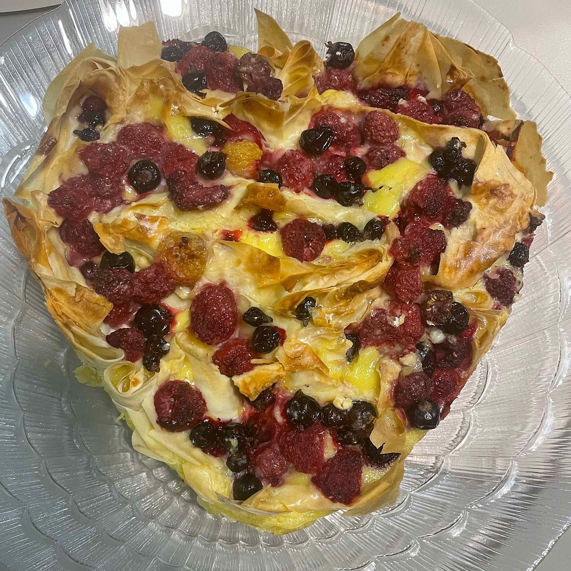 Raspberry Ruffled Milk Pie