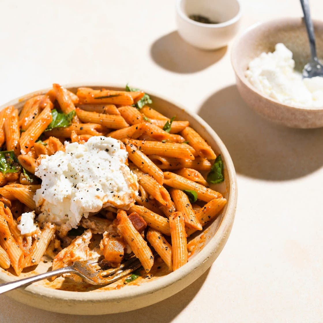 Pasta w/ Spicy Tomato Sauce & Pancetta