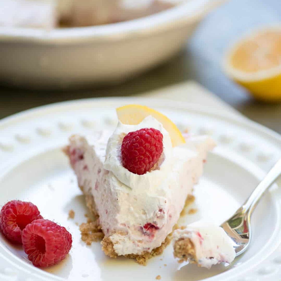 No bake raspberry lemon cream pie