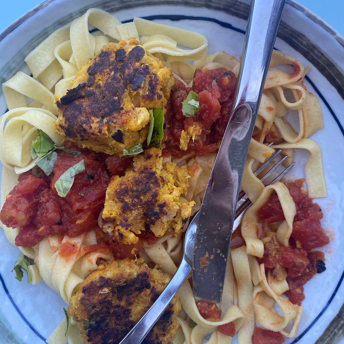 Papardelle with Cod Cakes