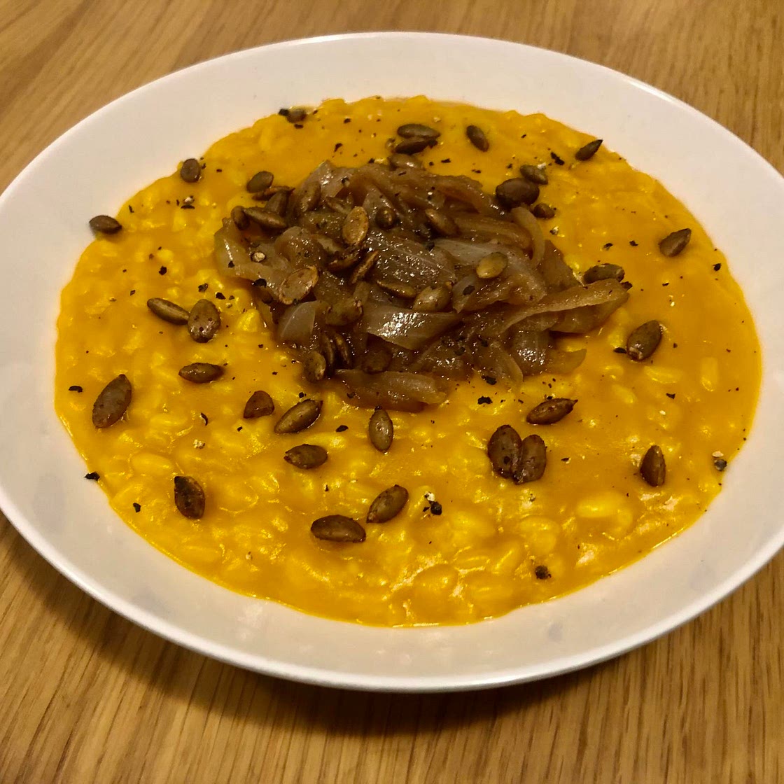 97. Pumpkin Risotto with Caramelised Onions and Roasted Pepitas