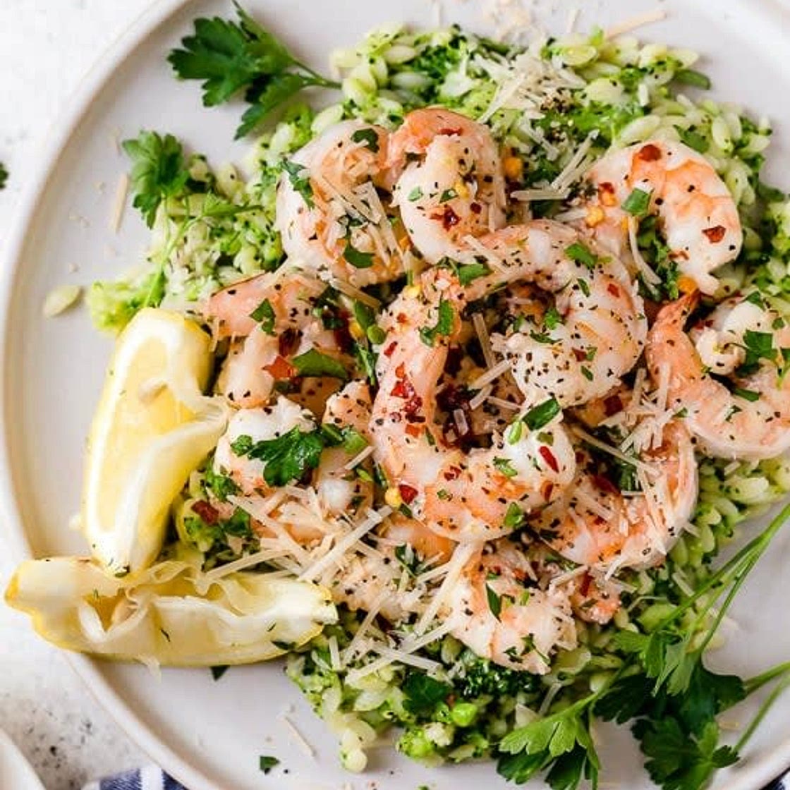 Shrimp Scampi with Broccoli Orzo