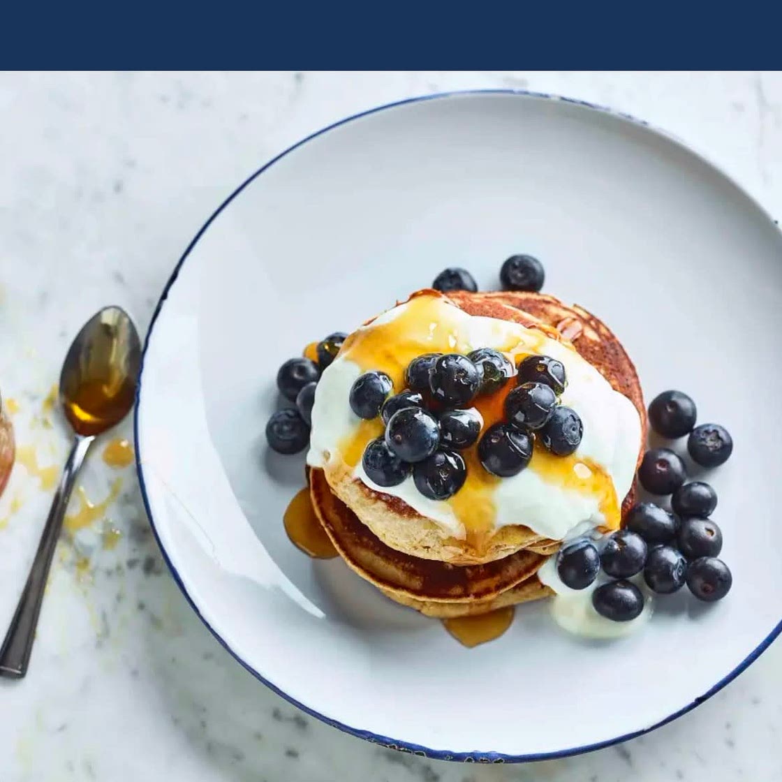 Almond and honey pancakes with blue berries