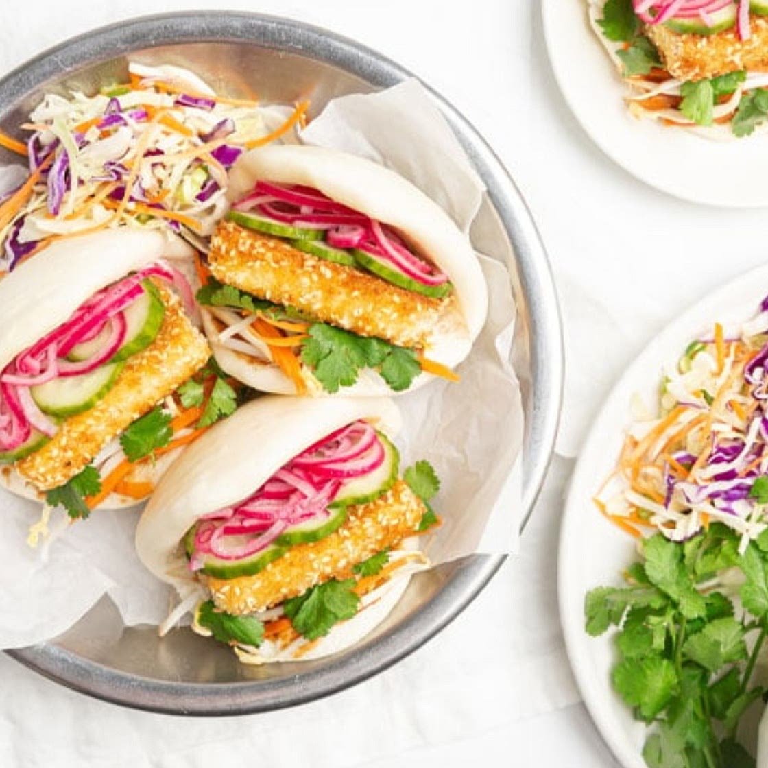 Crispy tofu bao buns