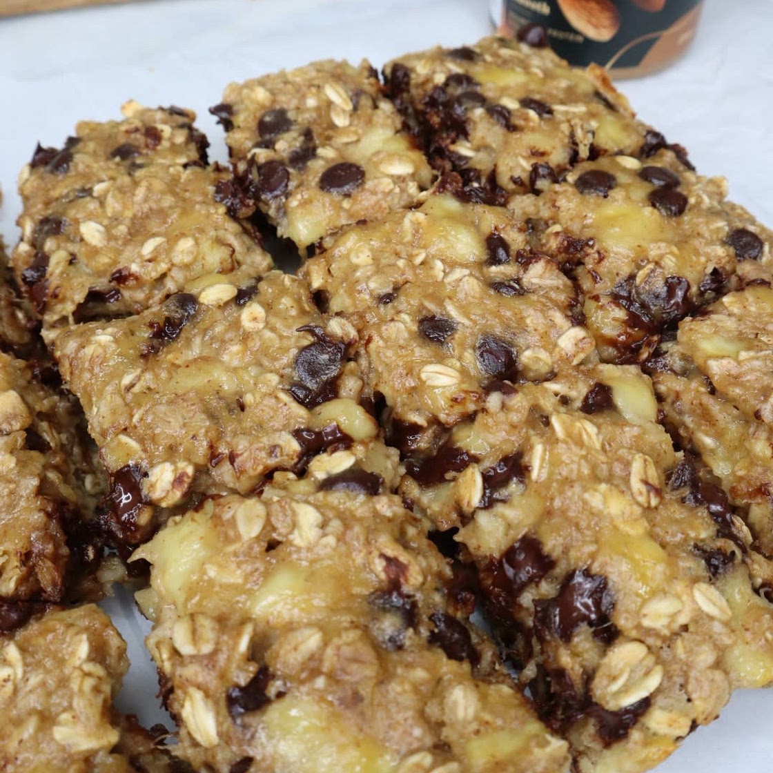 Almond Butter Banana Protein Oat Bars