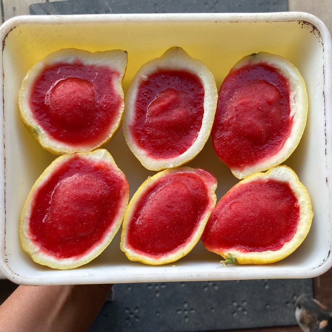 Strawberry lemon sorbet