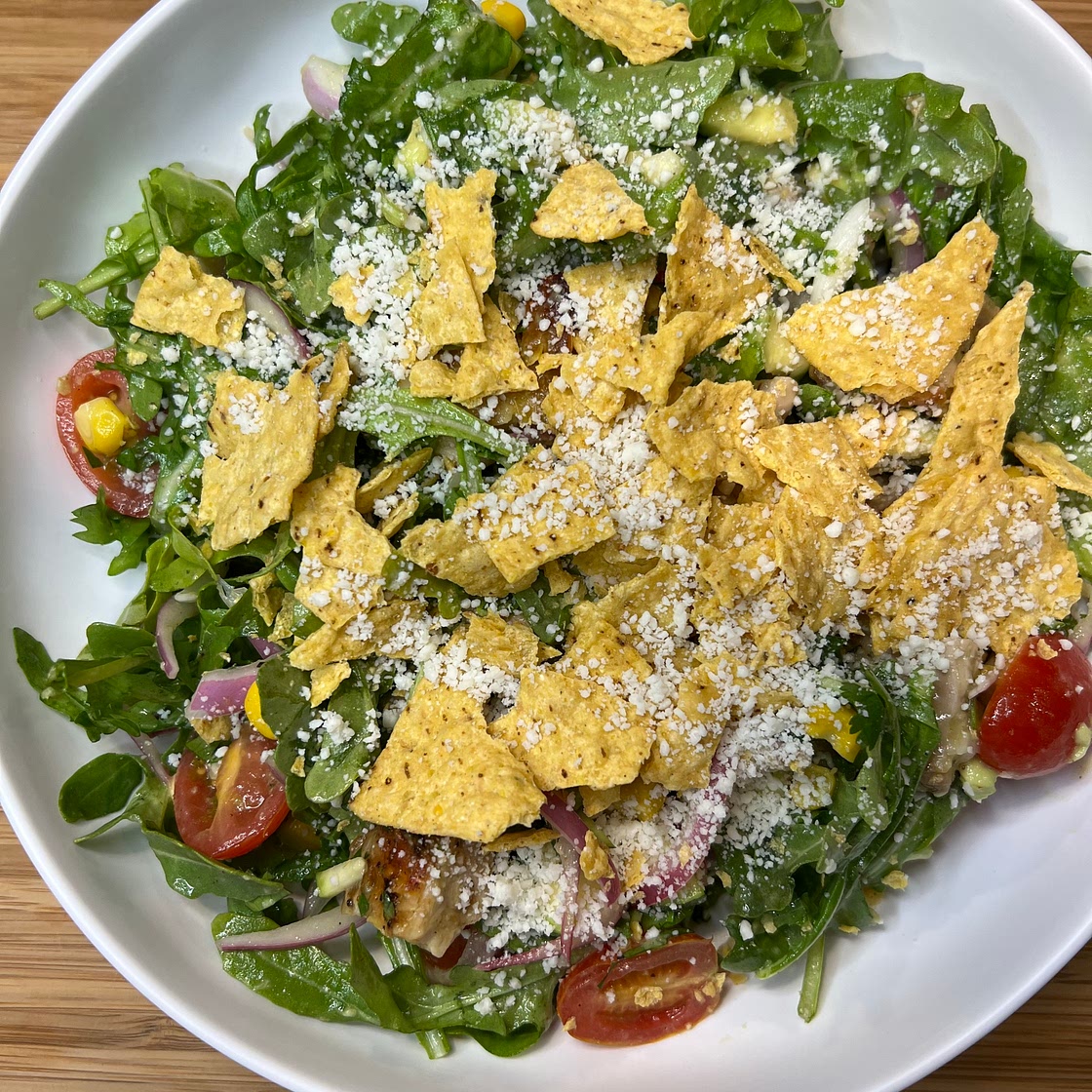 Crispy Air Fryer Chicken Taco Salad
