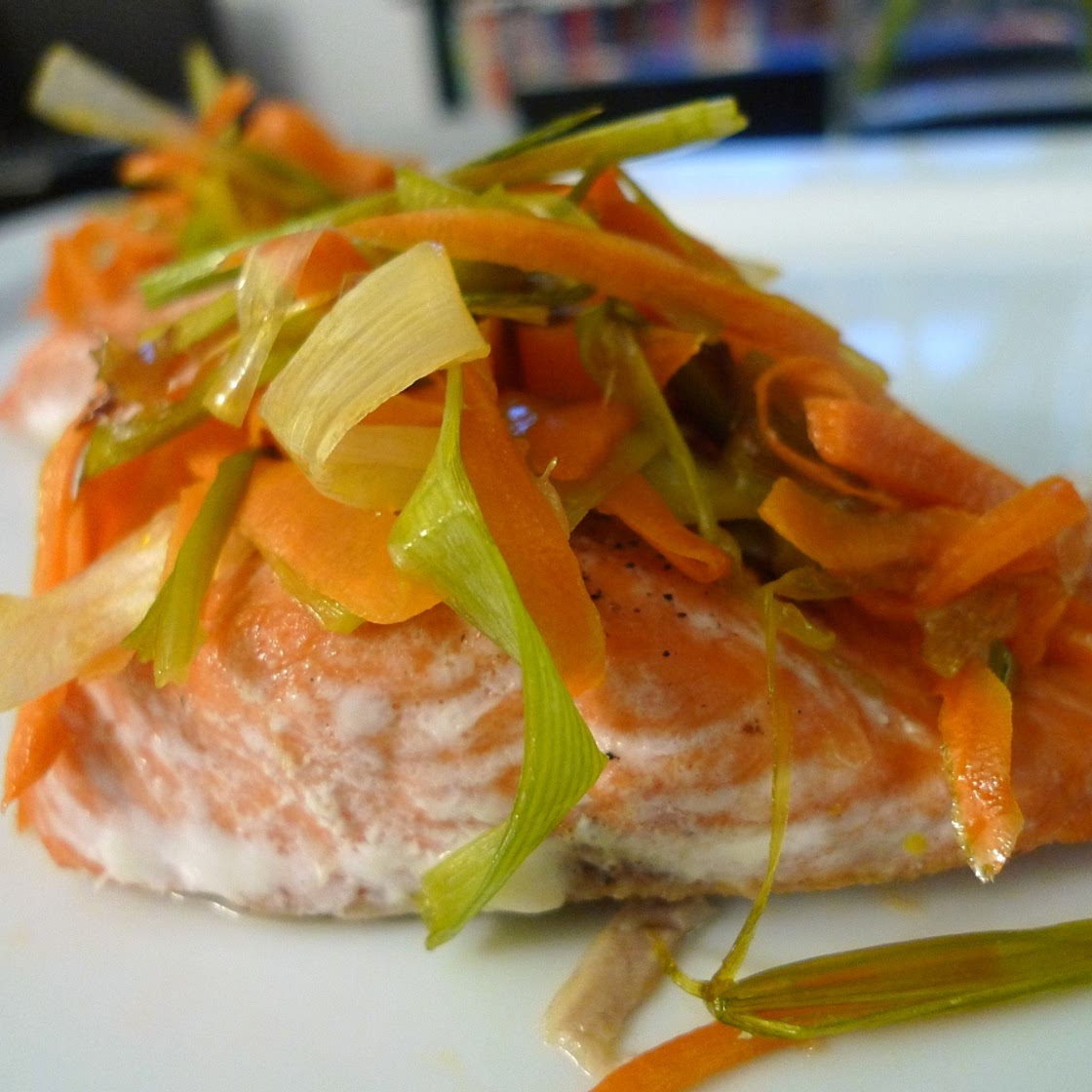 Salmon with Caramelized Leeks and Carrots