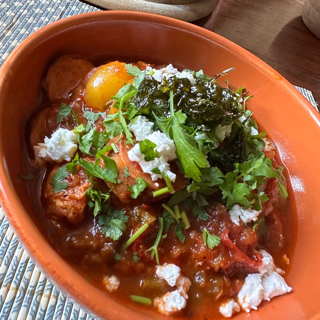 Chorizo shakshuka with flatbreads