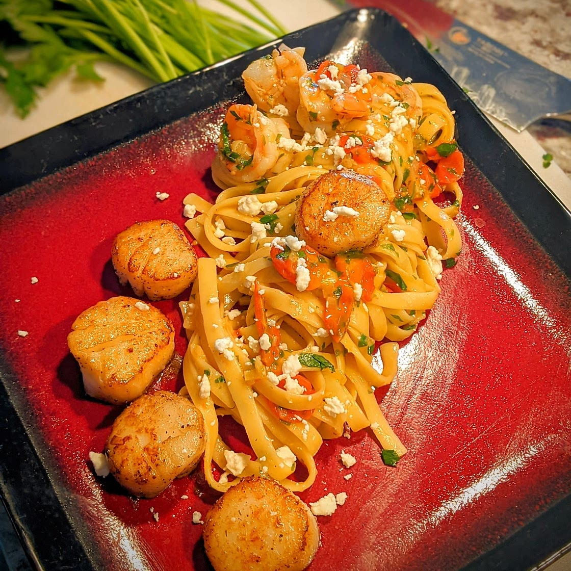 Seafood Pasta with Shrimp and Scallops