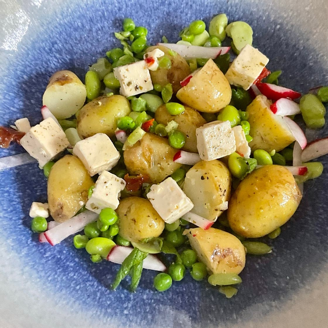 Feta, Spring Beans and Jersey Royal Salad