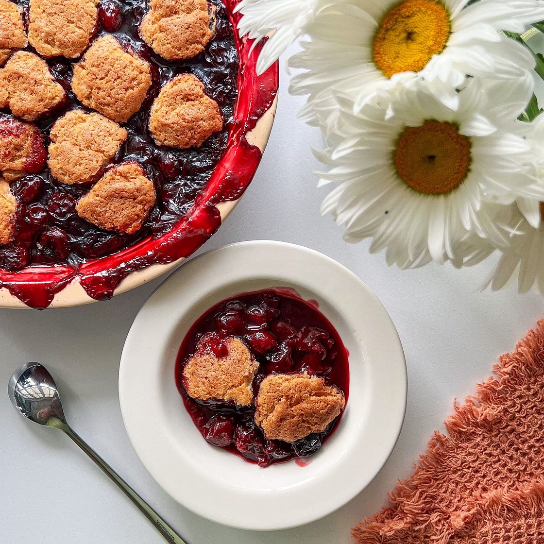 Cherry Cobbler with Biscuit Topping