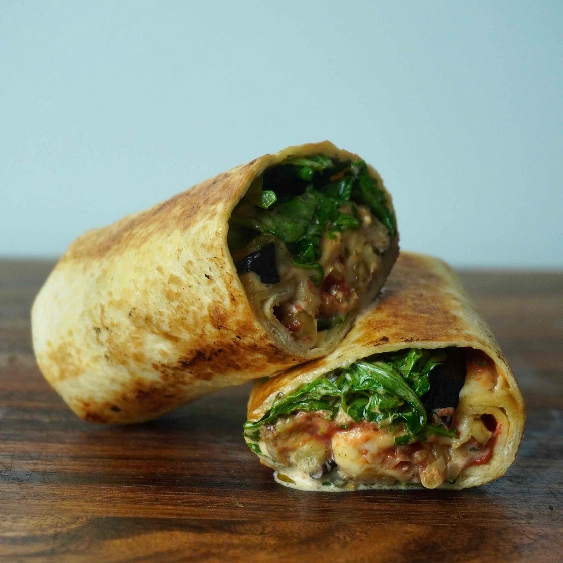 Cheesy eggplant burrito