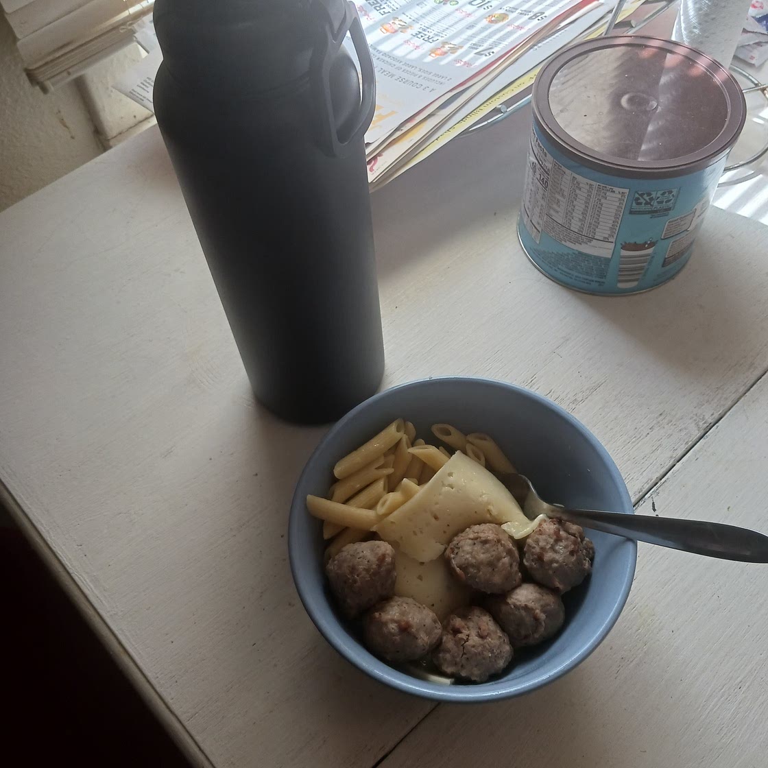 Chicken meatballs with Penne Pasta