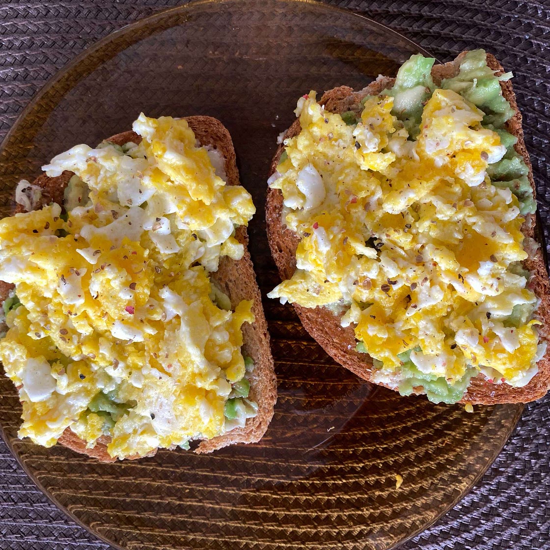 Roasted bread with avocados