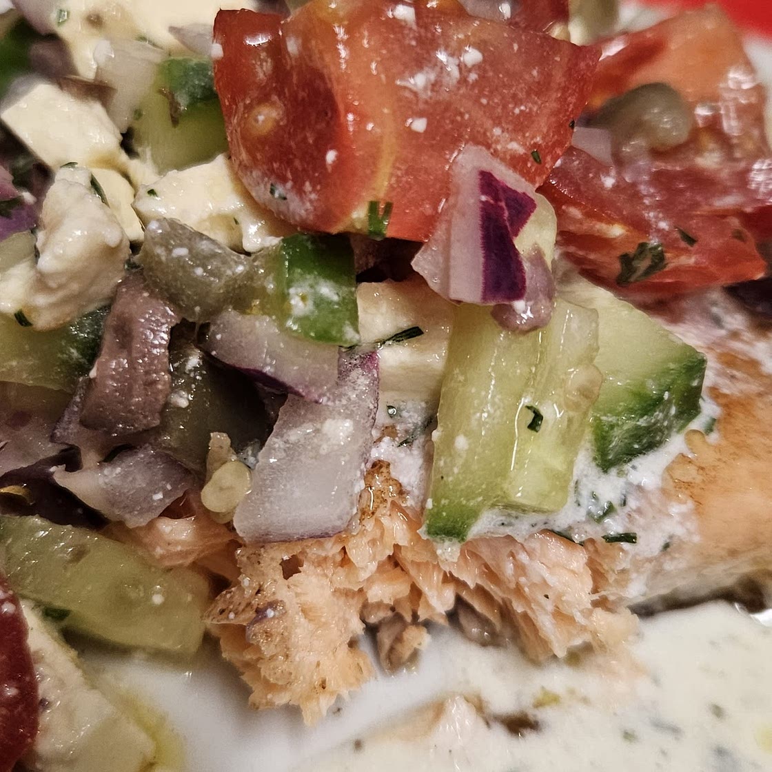 Greek Salmon with Creamy Dill Sauce