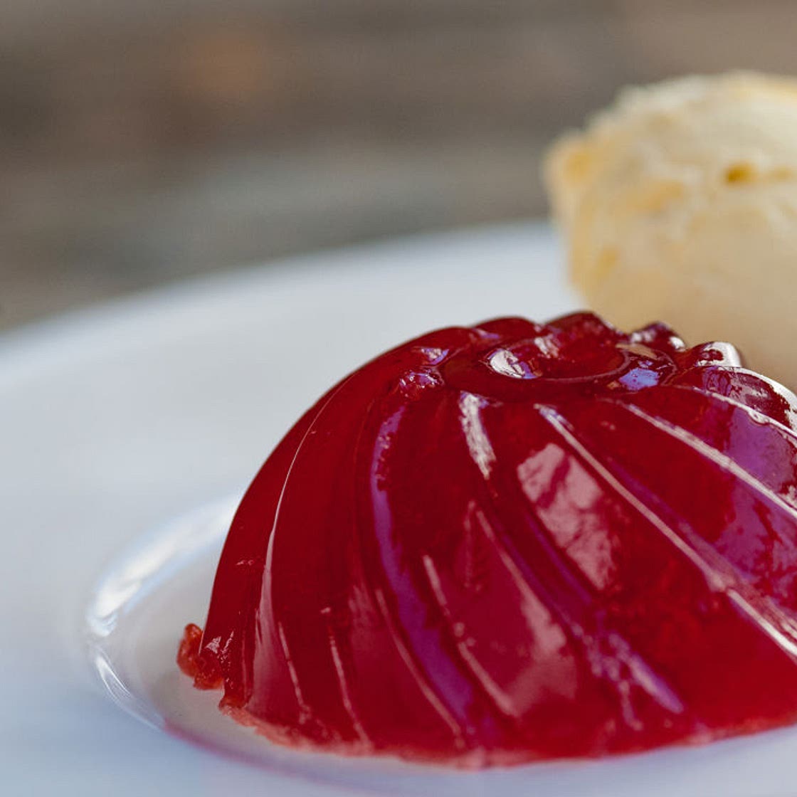 Real strawberry jelly and ice cream