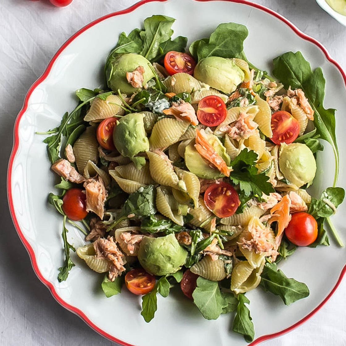 Salmon and rocket pasta salad
