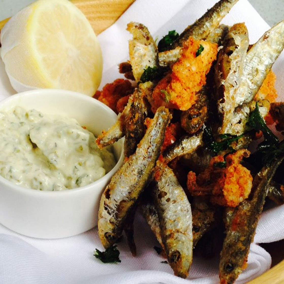Devilled whitebait and calamari with tartare sauce