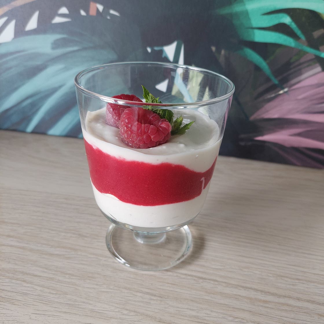Raspberry dessert with White chocolate