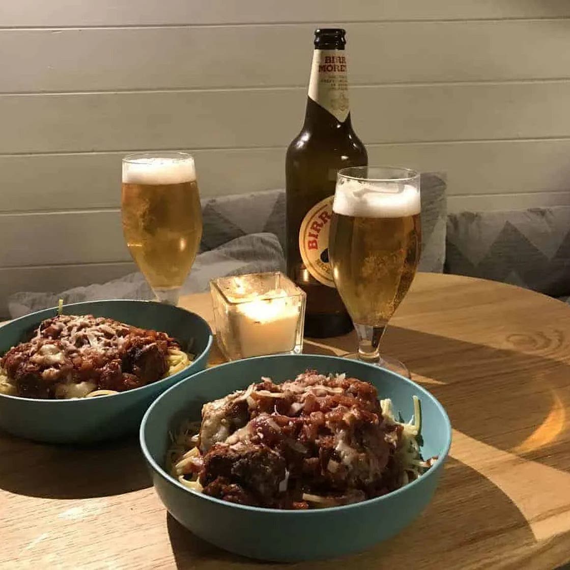 Spaghetti and homemade meatballs